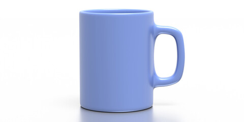 Coffee mug blue color isolated on white background. Hot beverage cup mockup template. 3d illustration