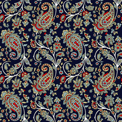 traditional Indian paisley pattern on-navy background