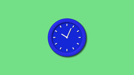 New blue color 3d wall clock on green light background,3d wall clock