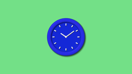 New blue color 3d wall clock on green light background,3d wall clock