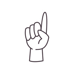 one hand sign language line style icon vector design