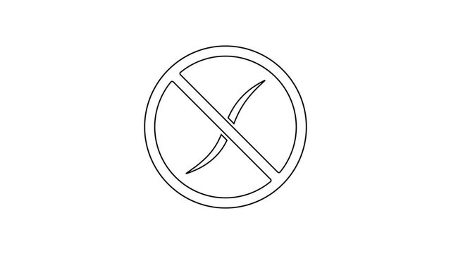 Black line Anti worms parasite icon isolated on white background. 4K Video motion graphic animation.