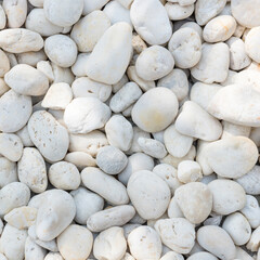 White pebble on the small zen garden ground. Decoration material for garden