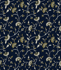 traditional Indian paisley pattern on navy  background