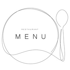 Menu restaurant background with plate and spoon, vector illustration 