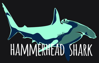 hammerhead shark image with vector text