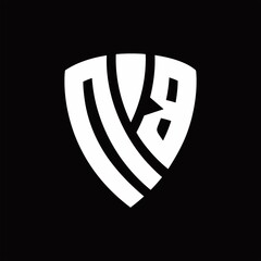 NB Logo monogram with shield elements shape design template