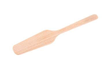 Natural Wooden spatula or flipper on white background, Kitchenware cooking concept