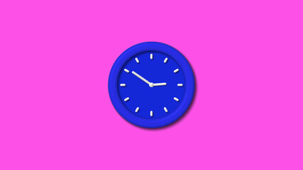 New blue color 3d wall clock on pink background,wall clock