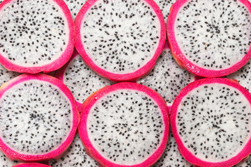 Sweet tasty dragon fruit or pitaya slices.