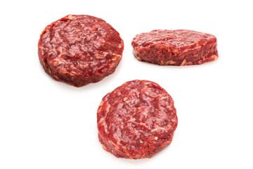 Raw minced beef isolated on white background.