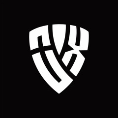 Naklejka premium OX Logo monogram with shield elements shape design template