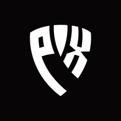 PX Logo monogram with shield elements shape design template