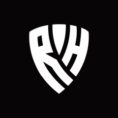 RH Logo monogram with shield elements shape design template