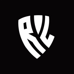 RL Logo monogram with shield elements shape design template