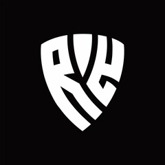RY Logo monogram with shield elements shape design template