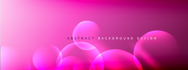 Vector abstract background liquid bubble circles on fluid gradient with shadows and light effects. Shiny design templates for text