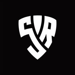SR Logo monogram with shield elements shape design template