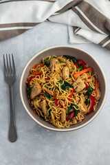 Chicken noodle stir-fry with vegetables