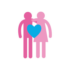 Couple of woman and man avatar flat style icon vector design