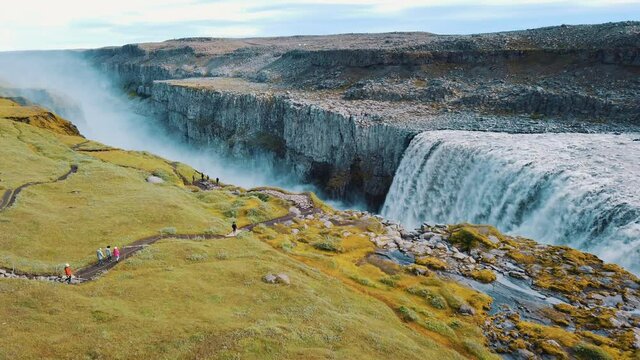 Breathtaking Dettifoss waterfalls Fjollum river Iceland