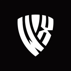 WX Logo monogram with shield elements shape design template