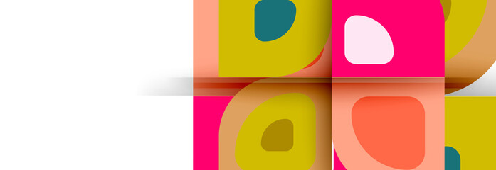 Naklejka premium Set of vector modern geometric abstract backgrounds with repeating abstract round shapes patterns and shadow effects