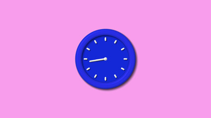 New blue color 3d wall clock on pink light background,3d clock