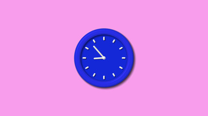 New blue color 3d wall clock on pink light background,3d clock