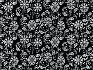 traditional Indian paisley pattern on-black    background