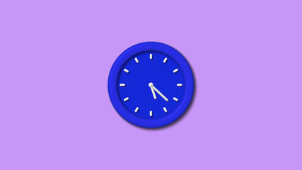 Counting down 3d wall clock icon on purple light background,blue clock