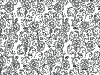 traditional Indian paisley pattern on-outline 