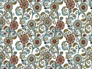 traditional Indian paisley pattern on  white  background