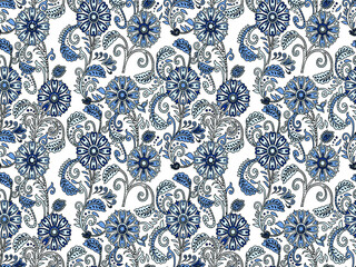 traditional Indian paisley pattern on  white  background