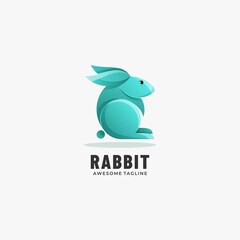 Vector Logo Illustration Rabbit Gradient Colorful Style.