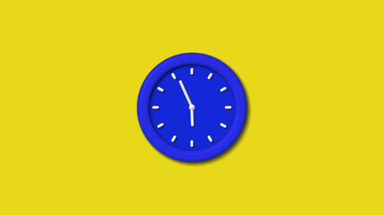 12 hours counting down 3d wall clock on yellow background,wall clock image