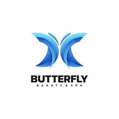 Vector Logo Illustration Butterfly Gradient Colorful Style.