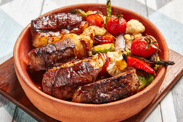 Mutton baked with vegetables