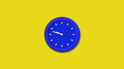 12 hours counting down 3d wall clock on yellow background,wall clock image