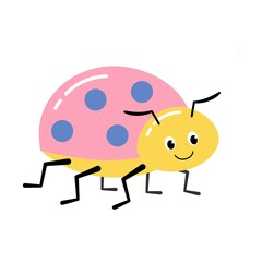 illustration of cute ladybug on a white background