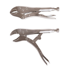 Locking pliers isolated on a white background.Locking pliers, mole grips (mole wrench) or vise-grips are pliers that can be locked into position, using an over-center action