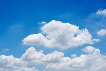 Naklejka na ściany i meble Beautiful Nature white cloud scape and blue sky background in daytime at summer season