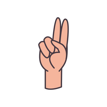 u hand sign language line and fill style icon vector design