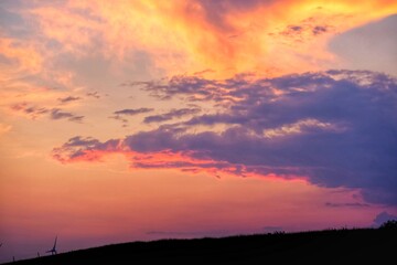 red sky with clouds at sunrise or sunset