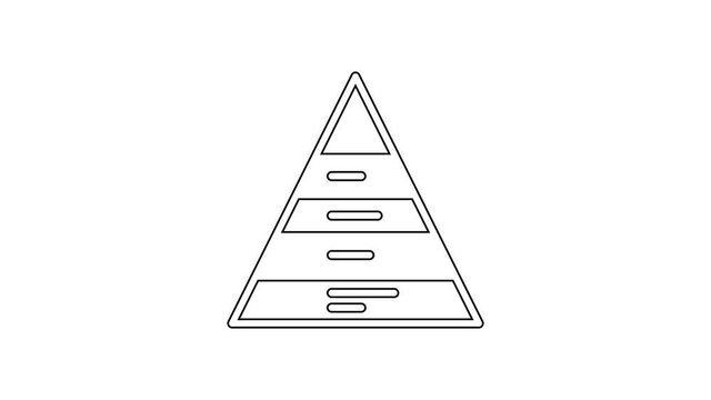 Black line Business pyramid chart infographics icon isolated on white background. Pyramidal stages graph elements. 4K Video motion graphic animation.