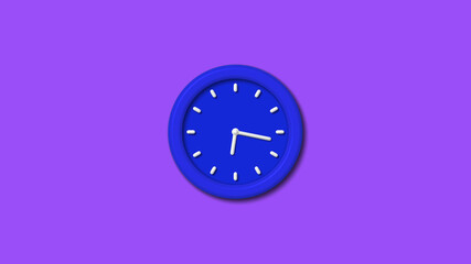 Amazing bue color 3d wall clock icon on purple background,clock,wall clock image