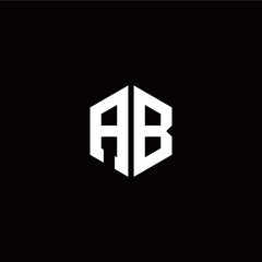 Initial A B letter with polygon modern style logo template vector