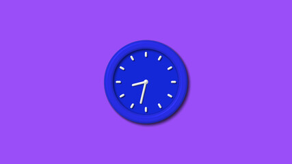 Amazing bue color 3d wall clock icon on purple background,clock,wall clock image