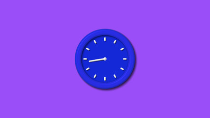 Amazing bue color 3d wall clock icon on purple background,clock,wall clock image