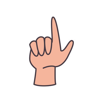 l hand sign language line and fill style icon vector design